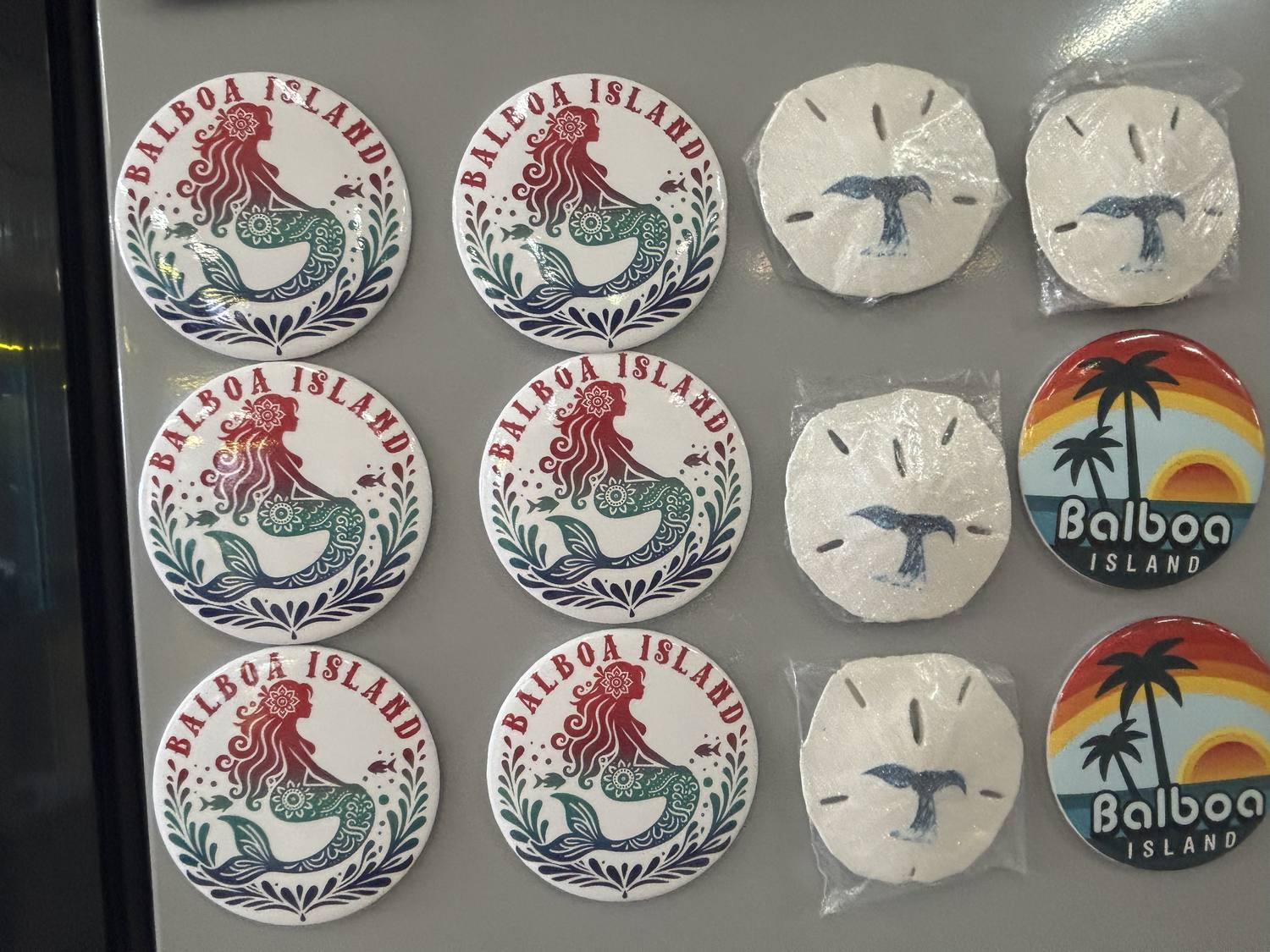 Balboa Island mermaid and sand dollar coasters