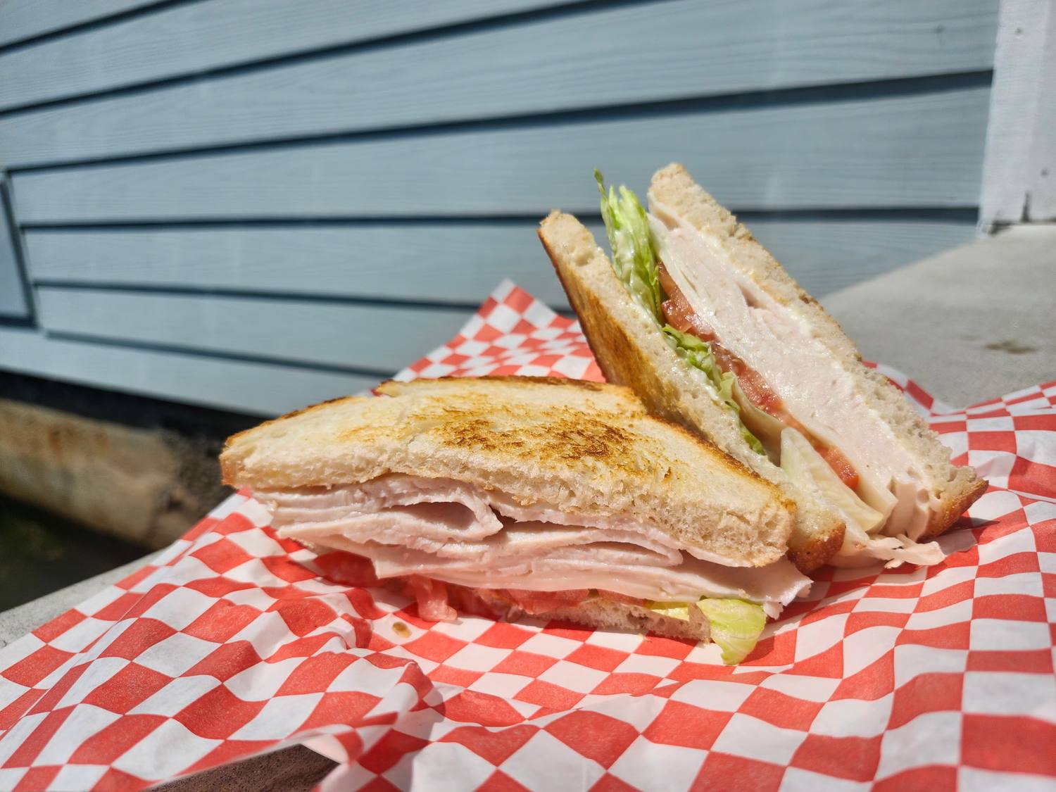 Turkey sandwich on toasted bread